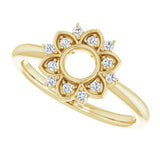 14K Gold Round Natural Diamond Accented Starburst Ring - Yellow Gold - view 5