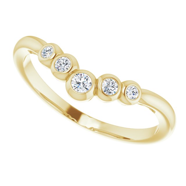 14K Gold Round Natural Diamond Bezel-Set Graduated V Ring - Yellow Gold - view 5
