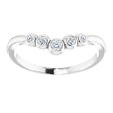 Platinum Round Natural Diamond Bezel-Set Graduated V Ring - view 3