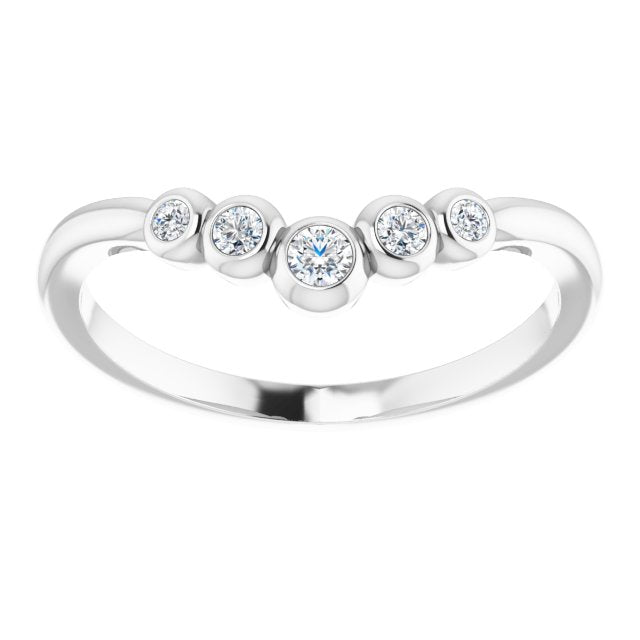 Platinum Round Natural Diamond Bezel-Set Graduated V Ring - view 3
