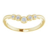 14K Gold Round Natural Diamond Bezel-Set Graduated V Ring - Yellow Gold - view 3