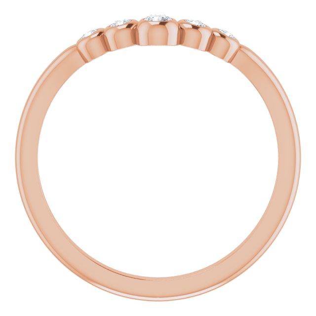 14K Gold Round Natural Diamond Bezel-Set Graduated V Ring - Rose Gold - view 2