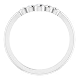 Platinum Round Natural Diamond Bezel-Set Graduated V Ring - view 2