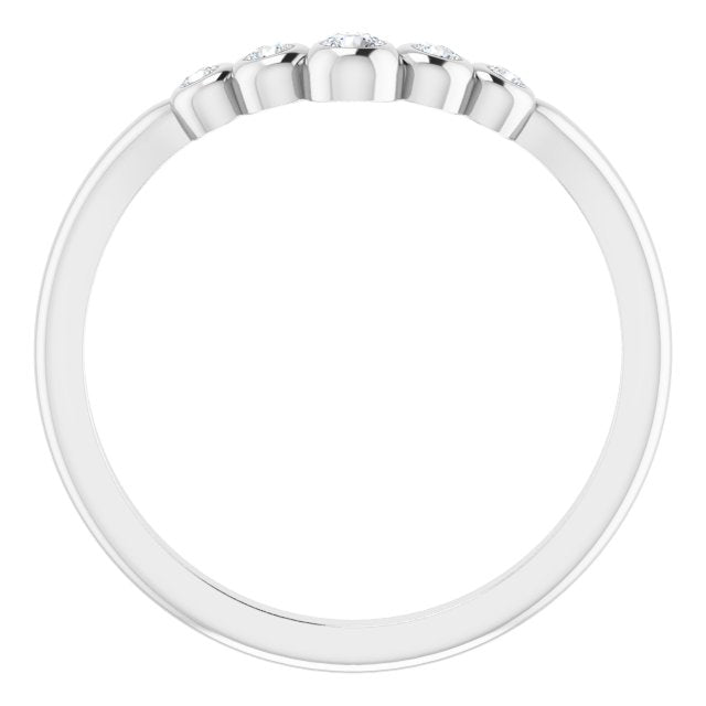 14K Gold Round Natural Diamond Bezel-Set Graduated V Ring - White Gold - view 2