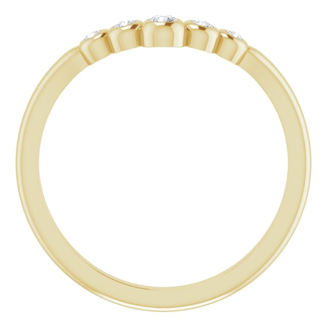 14K Gold Round Natural Diamond Bezel-Set Graduated V Ring - Yellow Gold - view 2