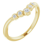 14K Gold Round Natural Diamond Bezel-Set Graduated V Ring - Yellow Gold