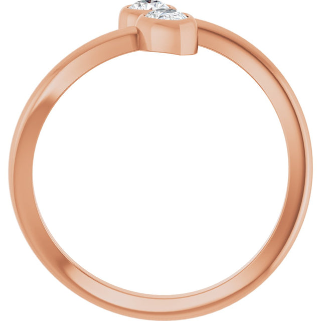 14K Gold Pear Natural Diamond Bezel-Set Bypass Ring - Rose Gold - view 2