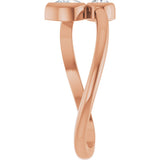 14K Gold Pear Natural Diamond Bezel-Set Bypass Ring - Rose Gold - view 4