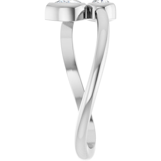 14K Gold Pear Natural Diamond Bezel-Set Bypass Ring - White Gold - view 4