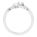 14K Gold Round Natural Diamond Two-Stone Criss-Cross Ring - White Gold - view 2