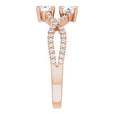 14K Gold Round Natural Diamond Two-Stone Criss-Cross Ring - Rose Gold - view 4