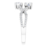 14K Gold Round Natural Diamond Two-Stone Criss-Cross Ring - White Gold - view 4