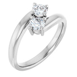 14K Gold Round Natural Diamond Two-Stone Ring – 4.1mm Stones