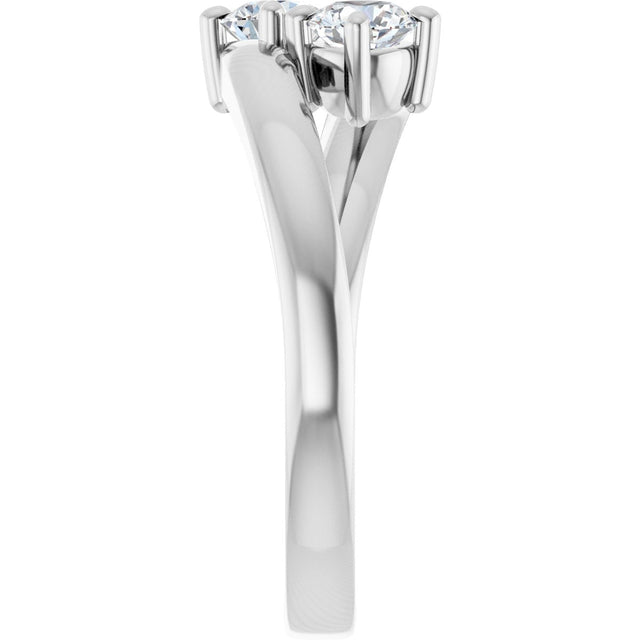 14K Gold Round Natural Diamond Two-Stone Ring – 4.1mm Stones - view 4
