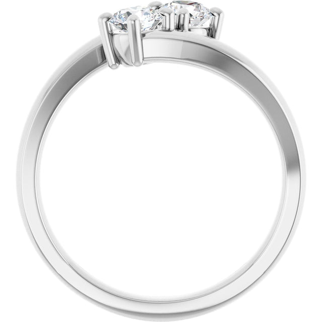 14K Gold Round Natural Diamond Two-Stone Ring – 4.1mm Stones - view 2
