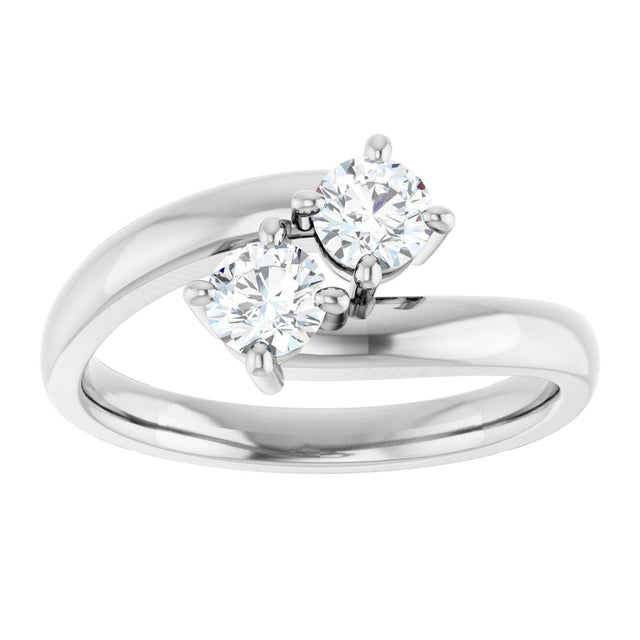 14K Gold Round Natural Diamond Two-Stone Ring – 4.1mm Stones - view 3