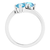 14K Gold Round Natural Swiss Blue Topaz Two-Stone Ring - view 2