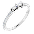 14K Gold Straight Baguette Natural Diamond Accented Two-Stone Ring