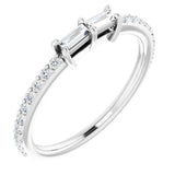 14K Gold Straight Baguette Natural Diamond Accented Two-Stone Ring