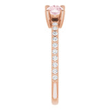 14K Gold Oval Natural Pink Morganite Accented Two-Stone Ring - view 4