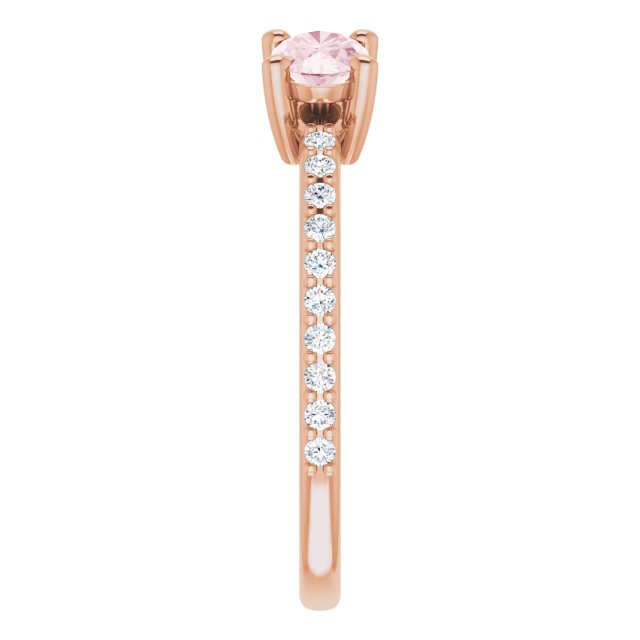 14K Gold Oval Natural Pink Morganite Accented Two-Stone Ring - view 4