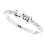 14K Gold Straight Baguette Natural Diamond Accented Two-Stone Ring - view 5