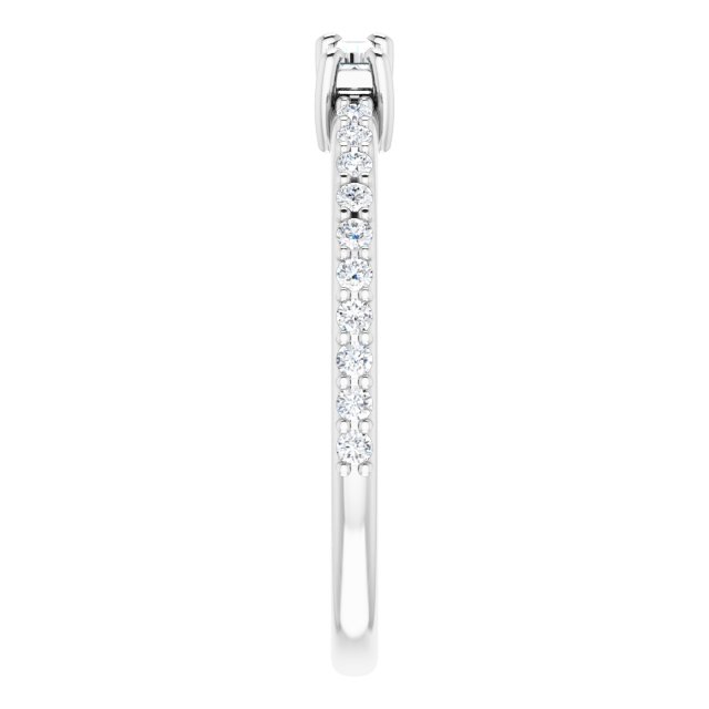 14K Gold Straight Baguette Natural Diamond Accented Two-Stone Ring - view 4
