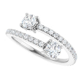 Platinum Round Natural Diamond Two-Stone Bypass Ring - view 5