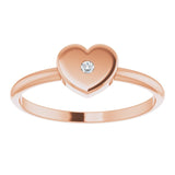 14K Gold Round Natural Diamond Youth Heart Ring – 1.3mm Stones - Rose Gold - view 3
