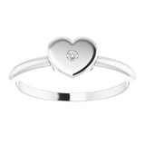 14K Gold Round Natural Diamond Youth Heart Ring – 1.3mm Stones - White Gold - view 3