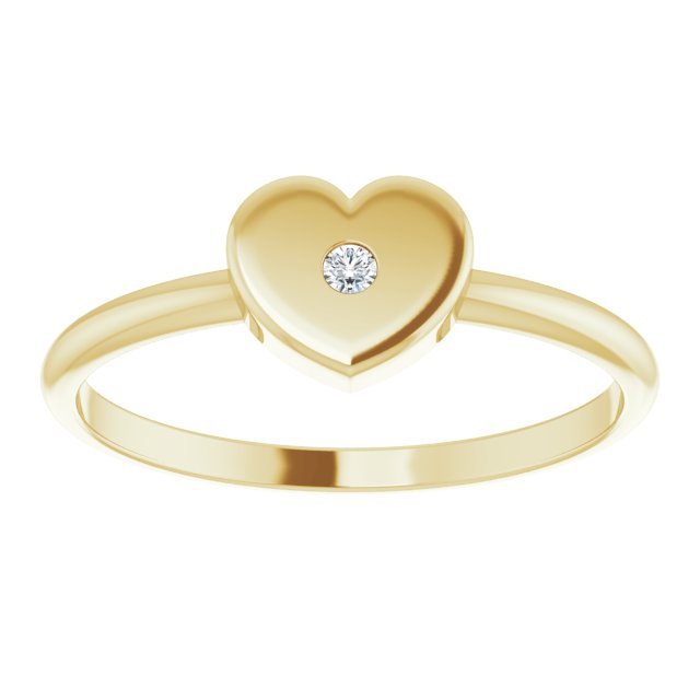 14K Gold Round Natural Diamond Youth Heart Ring – 1.3mm Stones - Yellow Gold - view 3