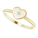 14K Gold Round Natural Diamond Youth Heart Ring – 1.3mm Stones - Yellow Gold - view 5