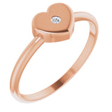 14K Gold Round Natural Diamond Youth Heart Ring – 1.3mm Stones - Rose Gold