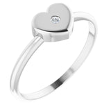 14K Gold Round Natural Diamond Youth Heart Ring – 1.3mm Stones - White Gold