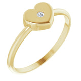 14K Gold Round Natural Diamond Youth Heart Ring – 1.3mm Stones - Yellow Gold