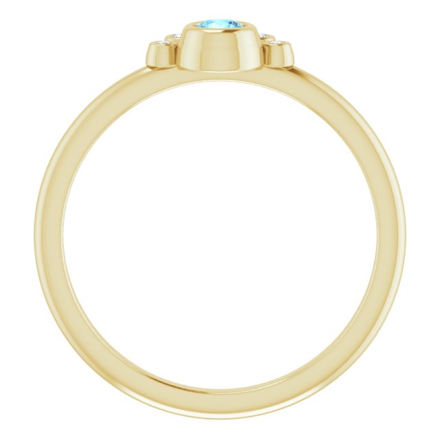 14K Gold Round Natural Aquamarine Stackable Bezel-Set Ring - Yellow Gold - view 2