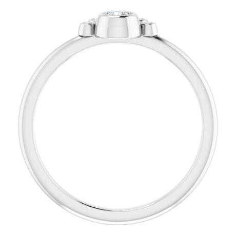Platinum Round Natural White Sapphire Stackable Bezel-Set Ring - view 2