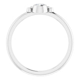 14K Gold Round Natural White Sapphire Stackable Bezel-Set Ring - White Gold - view 2