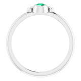 Platinum Round Natural Emerald Stackable Bezel-Set Ring - view 2