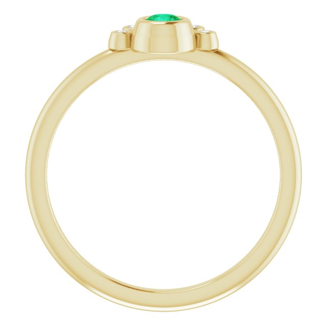 14K Gold Round Lab-Grown Emerald Stackable Bezel-Set Ring - Yellow Gold - view 2