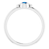 Platinum Round Natural Blue Sapphire Stackable Bezel-Set Ring - view 2
