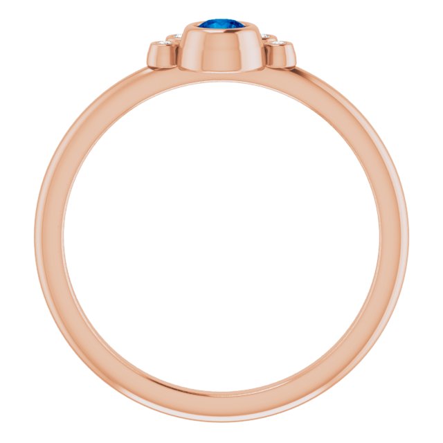 14K Gold Round Lab-Grown Blue Sapphire Stackable Bezel-Set Ring - Rose Gold - view 2