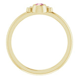 14K Gold Round Natural Pink Tourmaline Stackable Bezel-Set Ring - Yellow Gold - view 2
