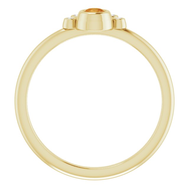14K Gold Round Natural Citrine Stackable Bezel-Set Ring - Yellow Gold - view 2
