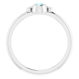 Platinum Round Natural Blue Zircon Stackable Bezel-Set Ring - view 2