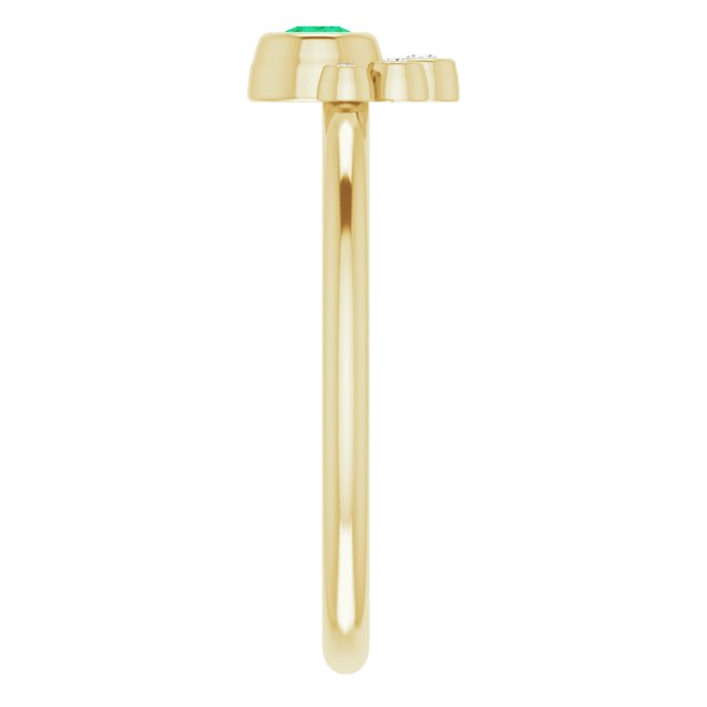 14K Gold Round Lab-Grown Emerald Stackable Bezel-Set Ring - Yellow Gold - view 4