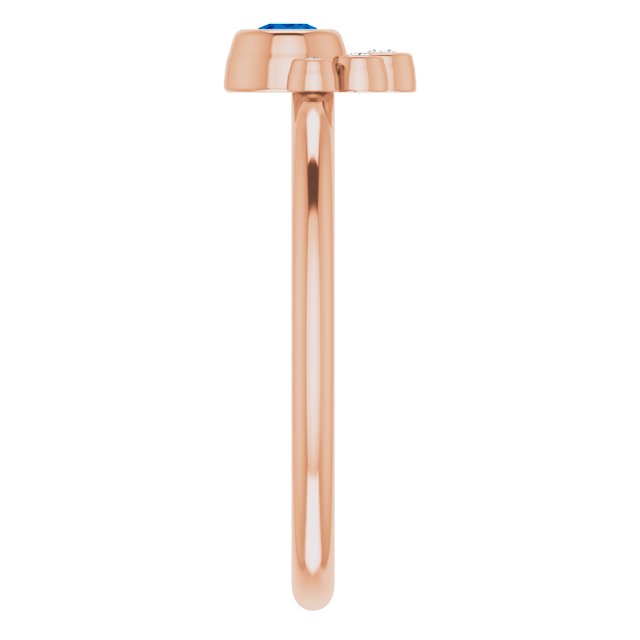 14K Gold Round Natural Blue Sapphire Stackable Bezel-Set Ring - Rose Gold - view 4