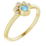 14K Gold Round Natural Aquamarine Stackable Bezel-Set Ring - Yellow Gold