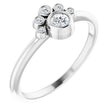 Platinum Round Natural White Sapphire Stackable Bezel-Set Ring
