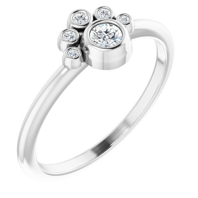 Platinum Round Natural White Sapphire Stackable Bezel-Set Ring